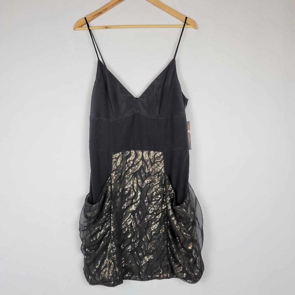 NWT Myne dress black Mini Spaghetti strap Sequin Dress Size 8